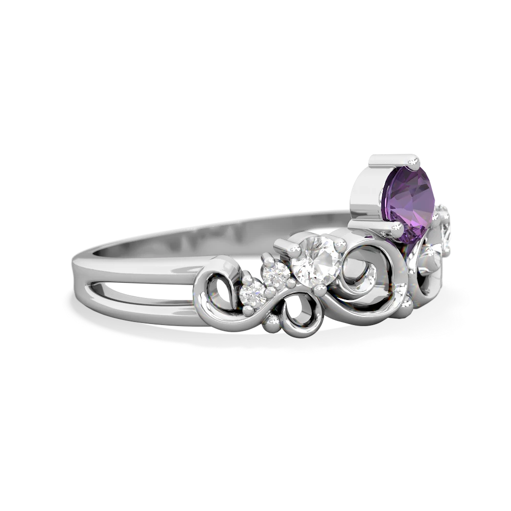 Amethyst Crown Keepsake 14K White Gold ring R5740