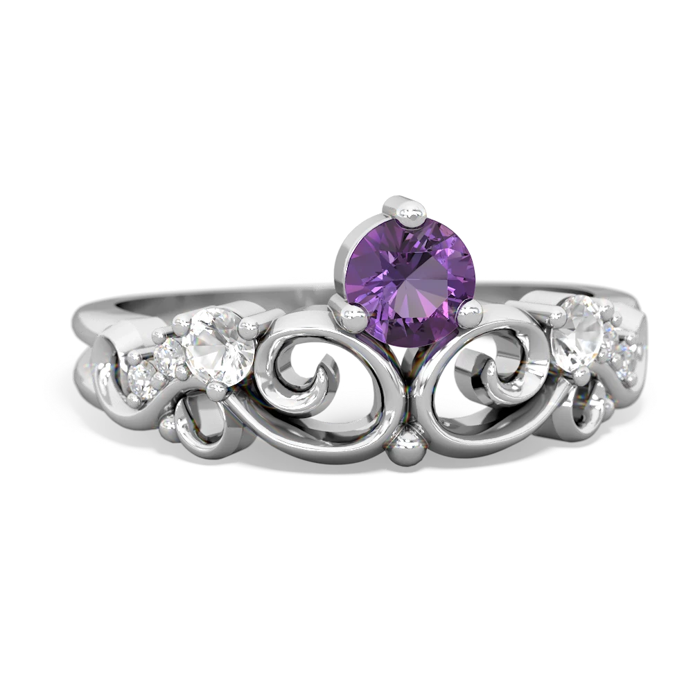 Amethyst Crown Keepsake 14K White Gold ring R5740