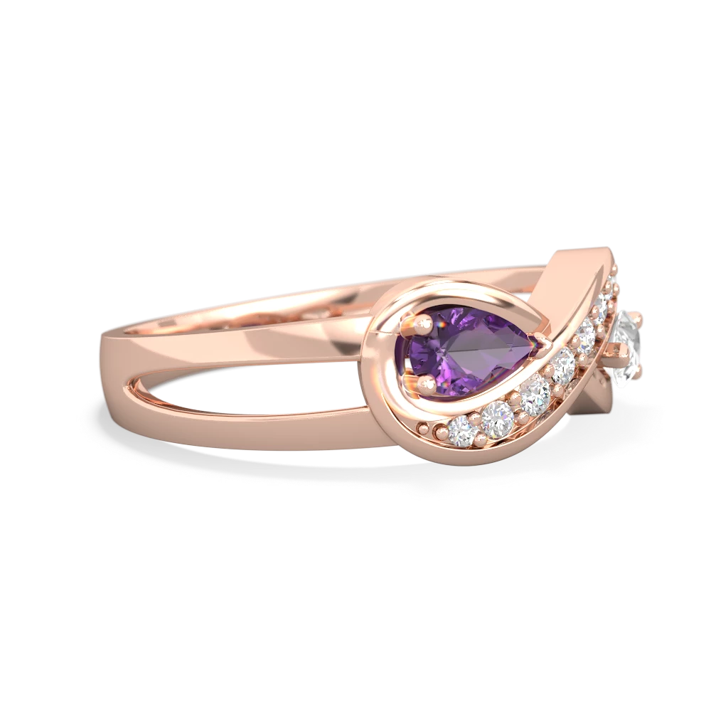 Amethyst Diamond Infinity 14K Rose Gold ring R5390