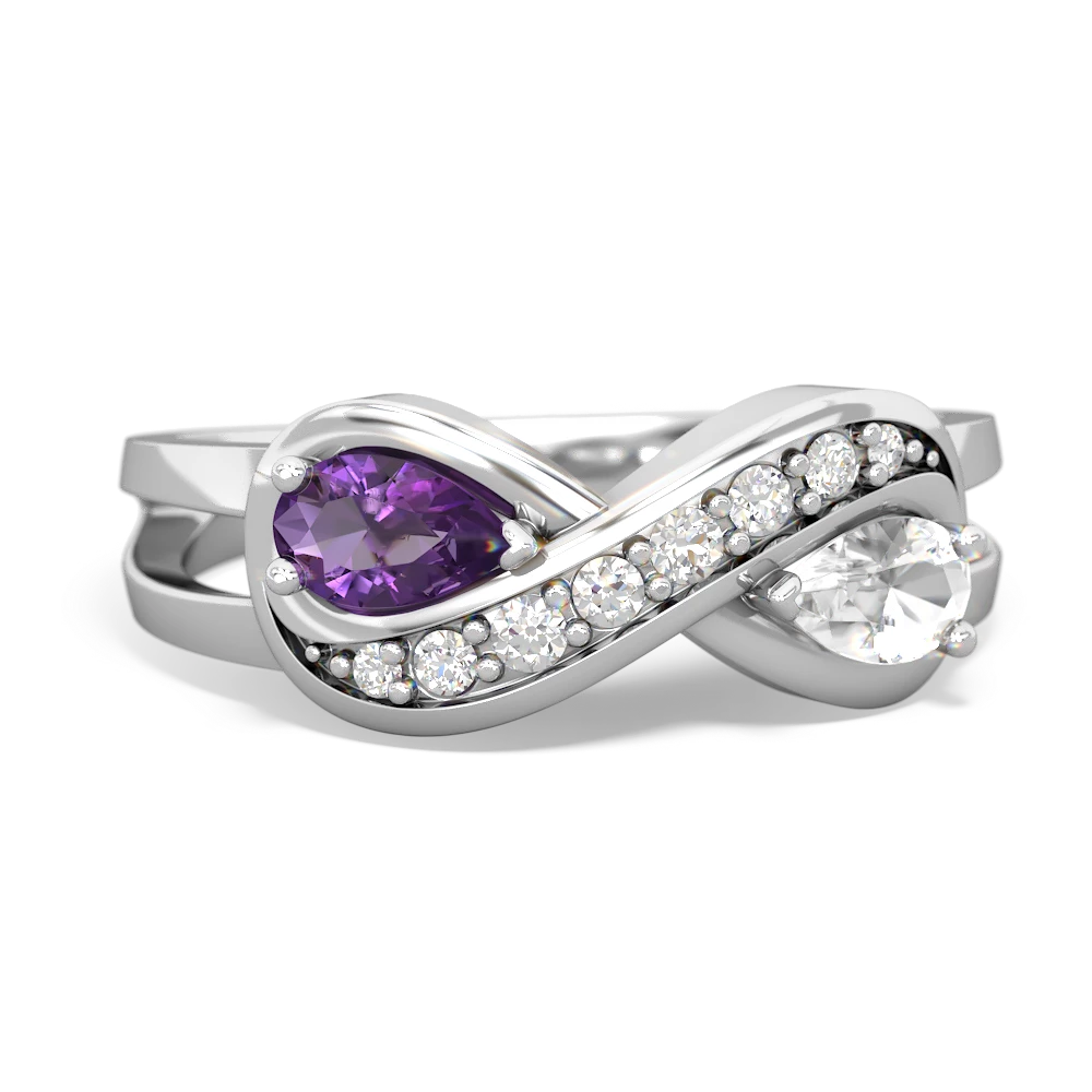 Amethyst Diamond Infinity 14K White Gold ring R5390