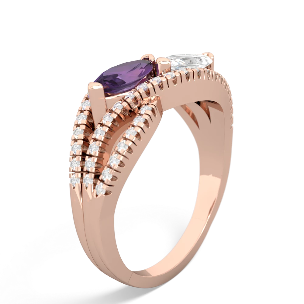 Amethyst Diamond Rivers 14K Rose Gold ring R3070