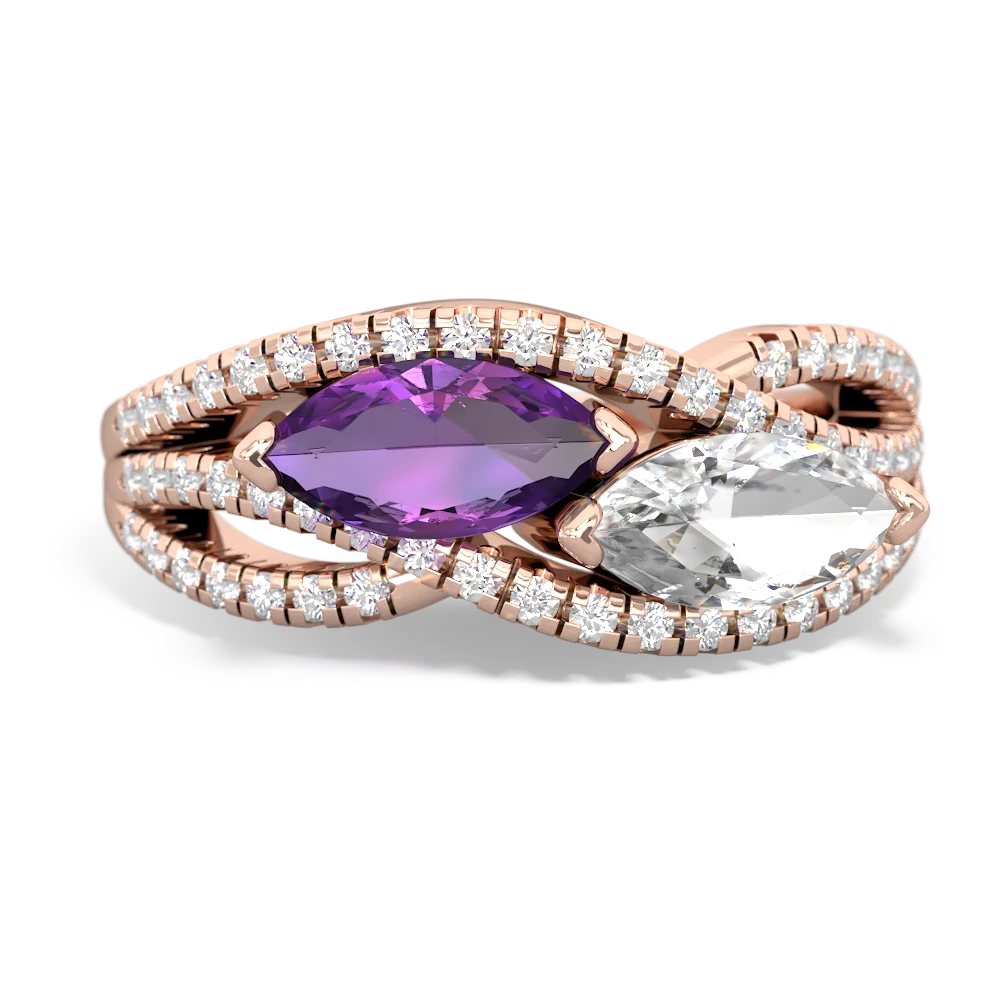 Amethyst Diamond Rivers 14K Rose Gold ring R3070