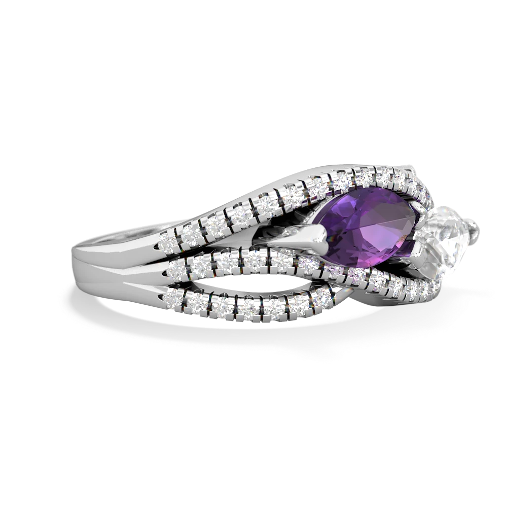 Amethyst Diamond Rivers 14K White Gold ring R3070