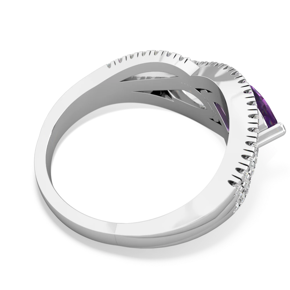 Amethyst Diamond Rivers 14K White Gold ring R3070