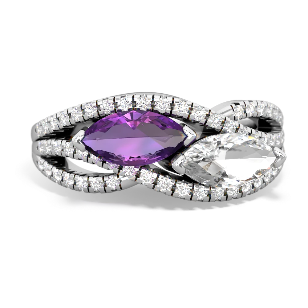 Amethyst Diamond Rivers 14K White Gold ring R3070