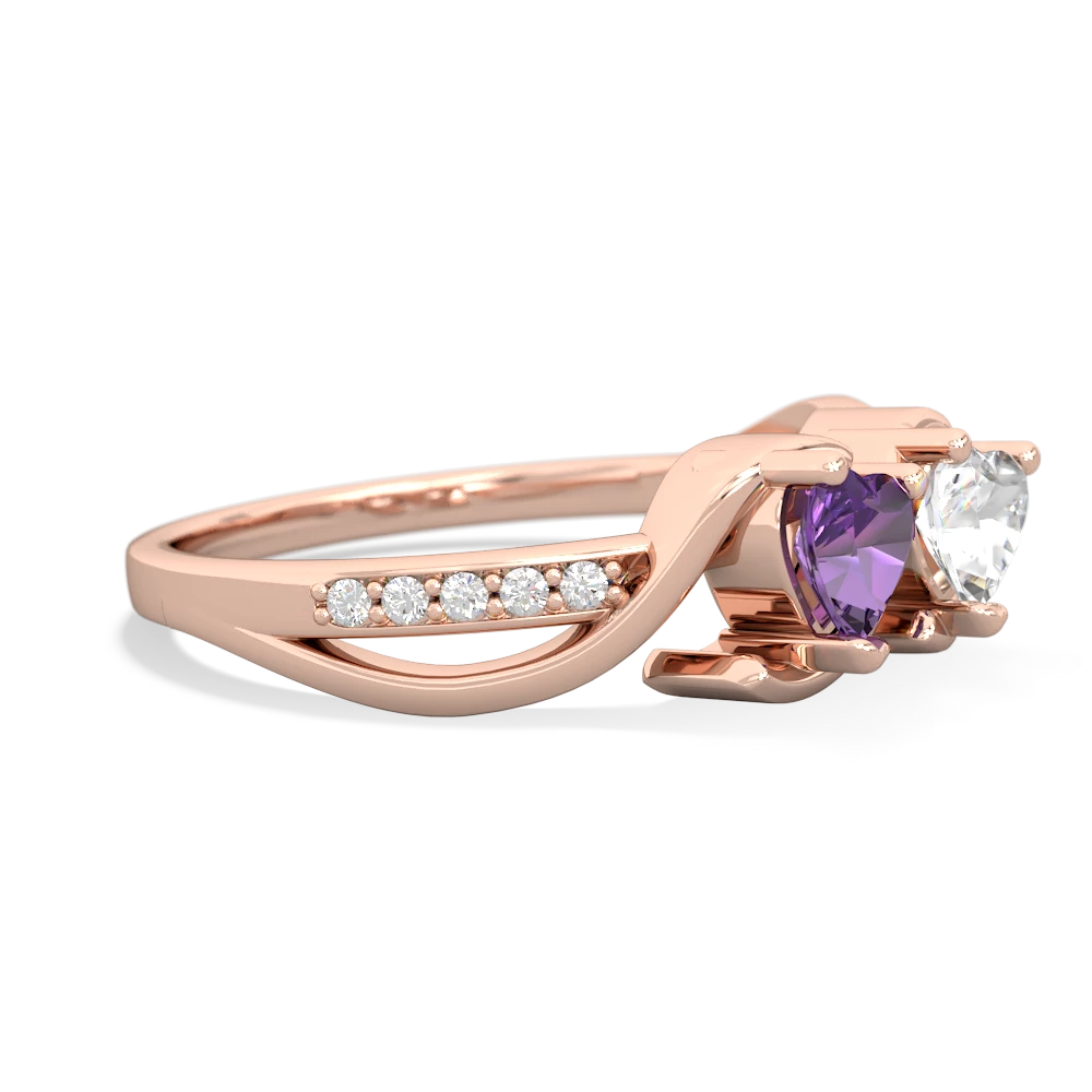 Amethyst Side By Side 14K Rose Gold ring R3090