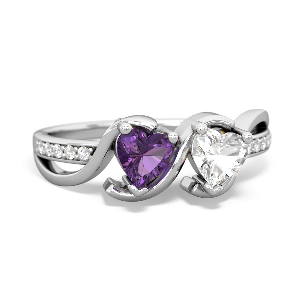 Amethyst Side By Side 14K White Gold ring R3090