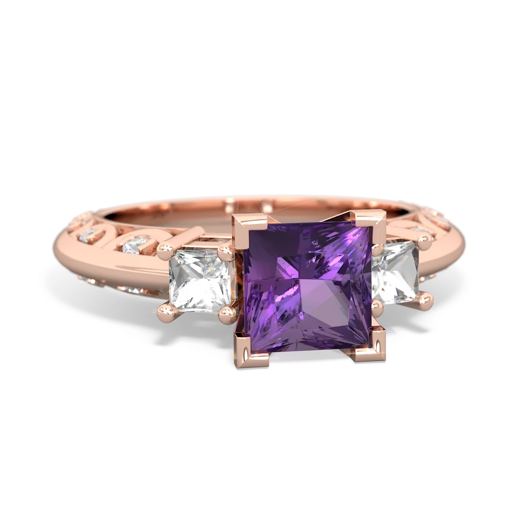 Amethyst Eternal Embrace Engagement 14K Rose Gold ring C2001