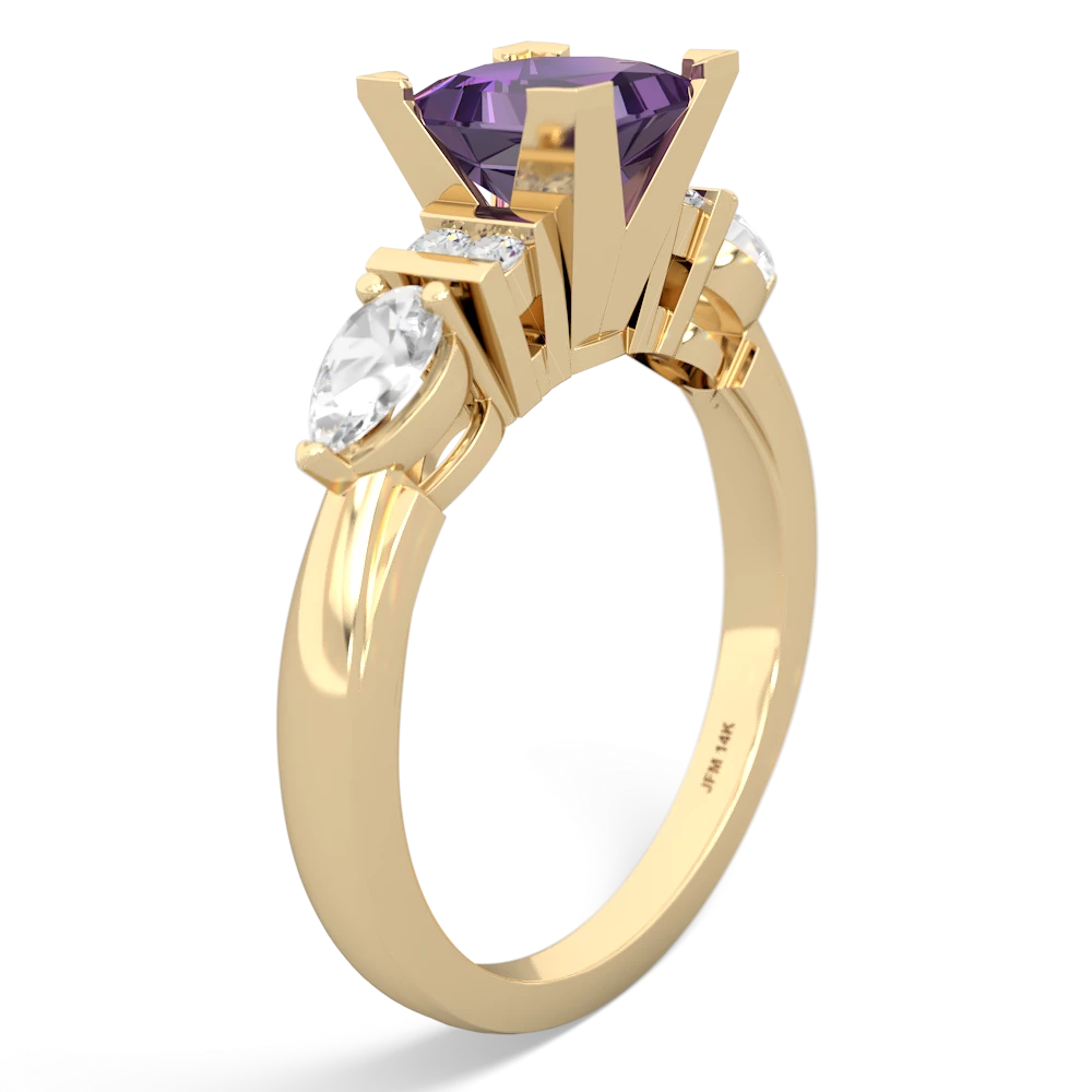 Amethyst 6Mm Princess Eternal Embrace Engagement 14K Yellow Gold ring C2002