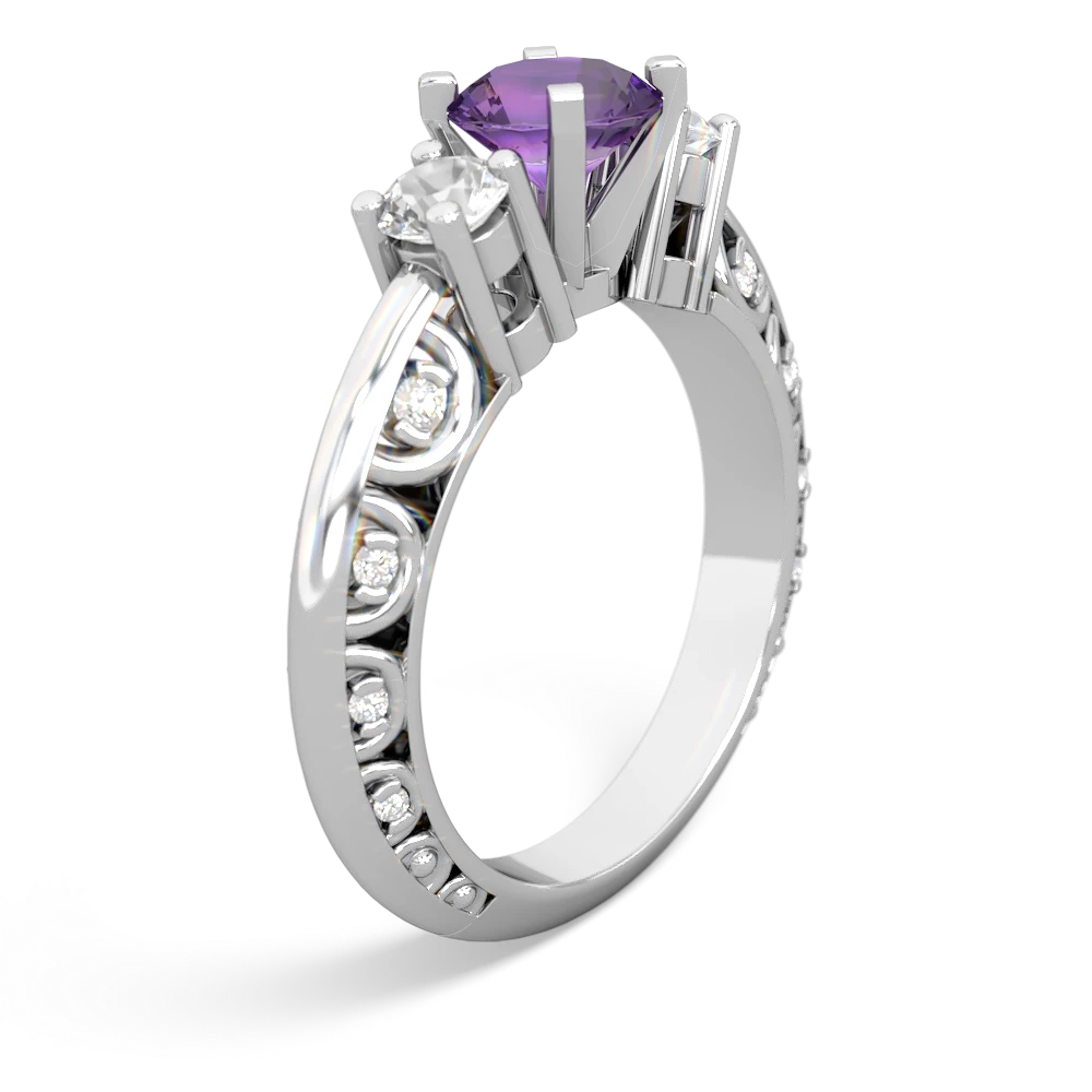 Amethyst Art Deco Eternal Embrace Engagement 14K White Gold ring C2003