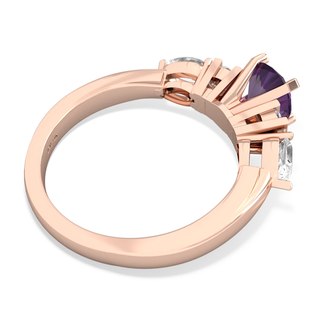 Amethyst 6Mm Round Eternal Embrace Engagement 14K Rose Gold ring R2005