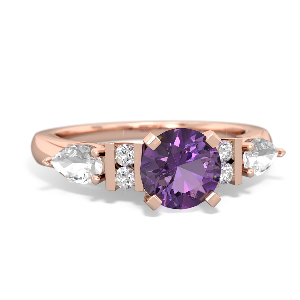 Amethyst 6Mm Round Eternal Embrace Engagement 14K Rose Gold ring R2005