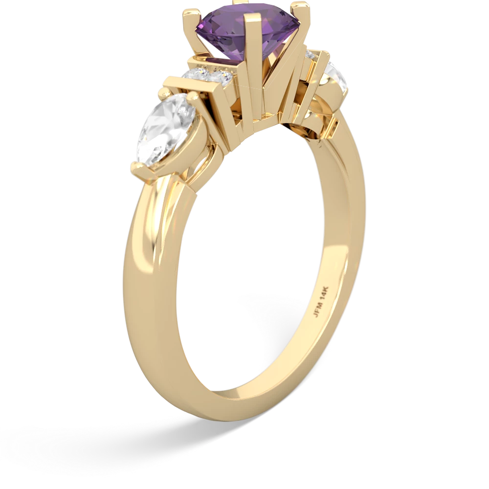 Amethyst 6Mm Round Eternal Embrace Engagement 14K Yellow Gold ring R2005