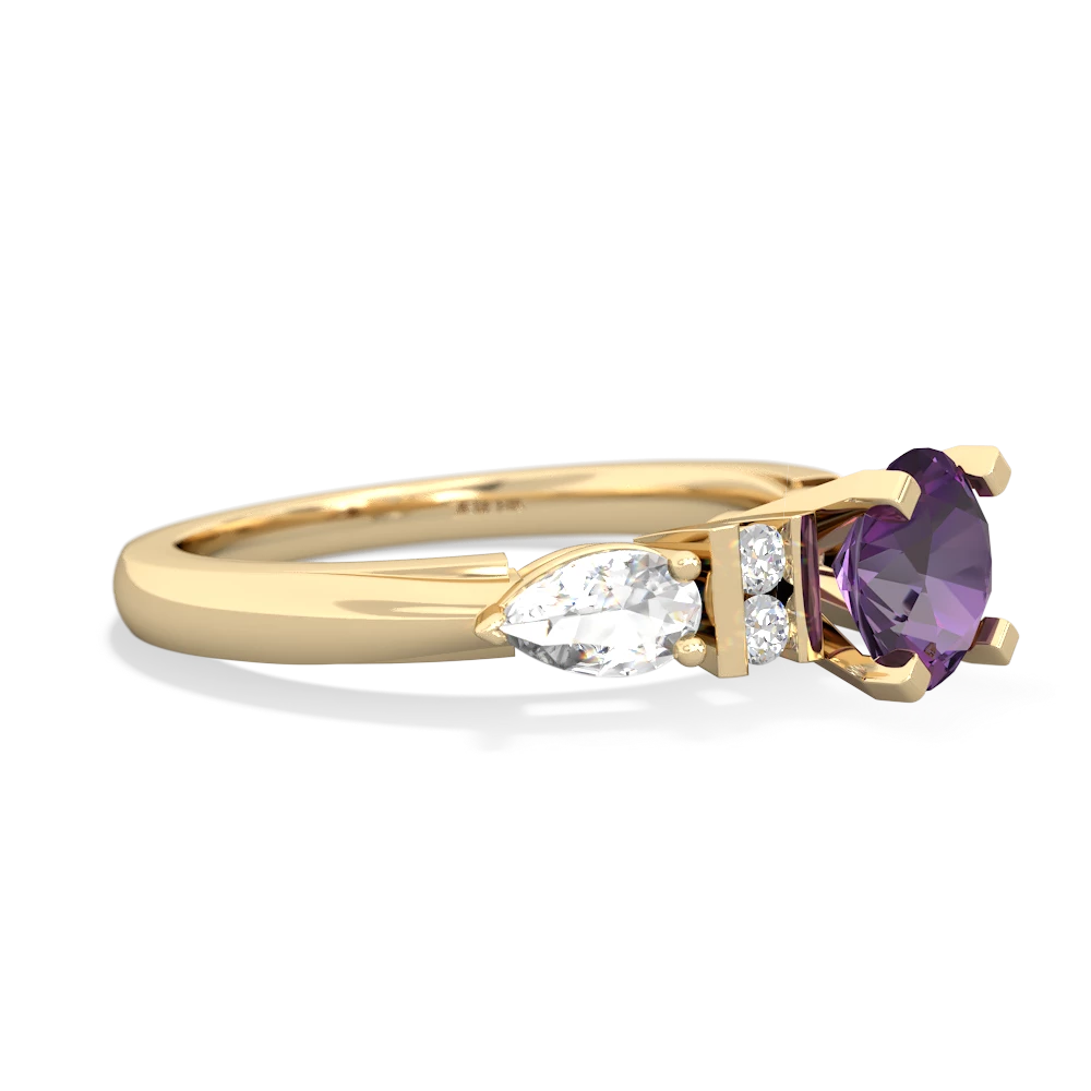 Amethyst 6Mm Round Eternal Embrace Engagement 14K Yellow Gold ring R2005