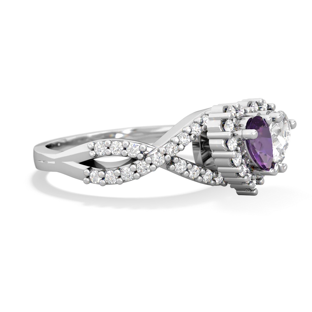 Amethyst Diamond Twist 'One Heart' 14K White Gold ring R2640HRT