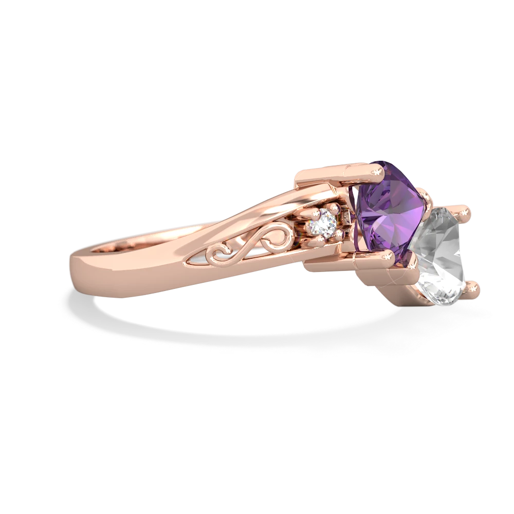 Amethyst Snuggling Hearts 14K Rose Gold ring R2178