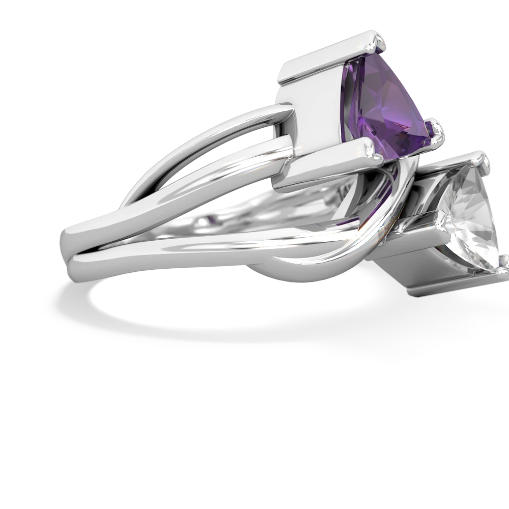 Amethyst Split Band Swirl 14K White Gold ring R2341