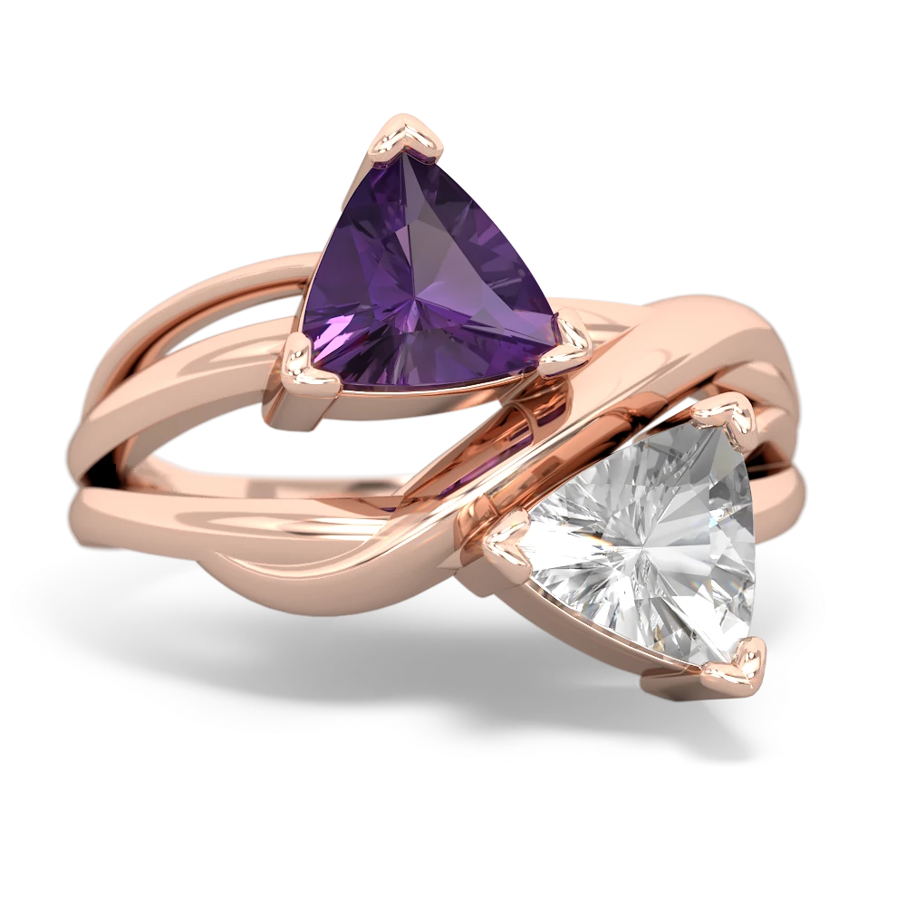 Amethyst Split Band Swirl 14K Rose Gold ring R2341