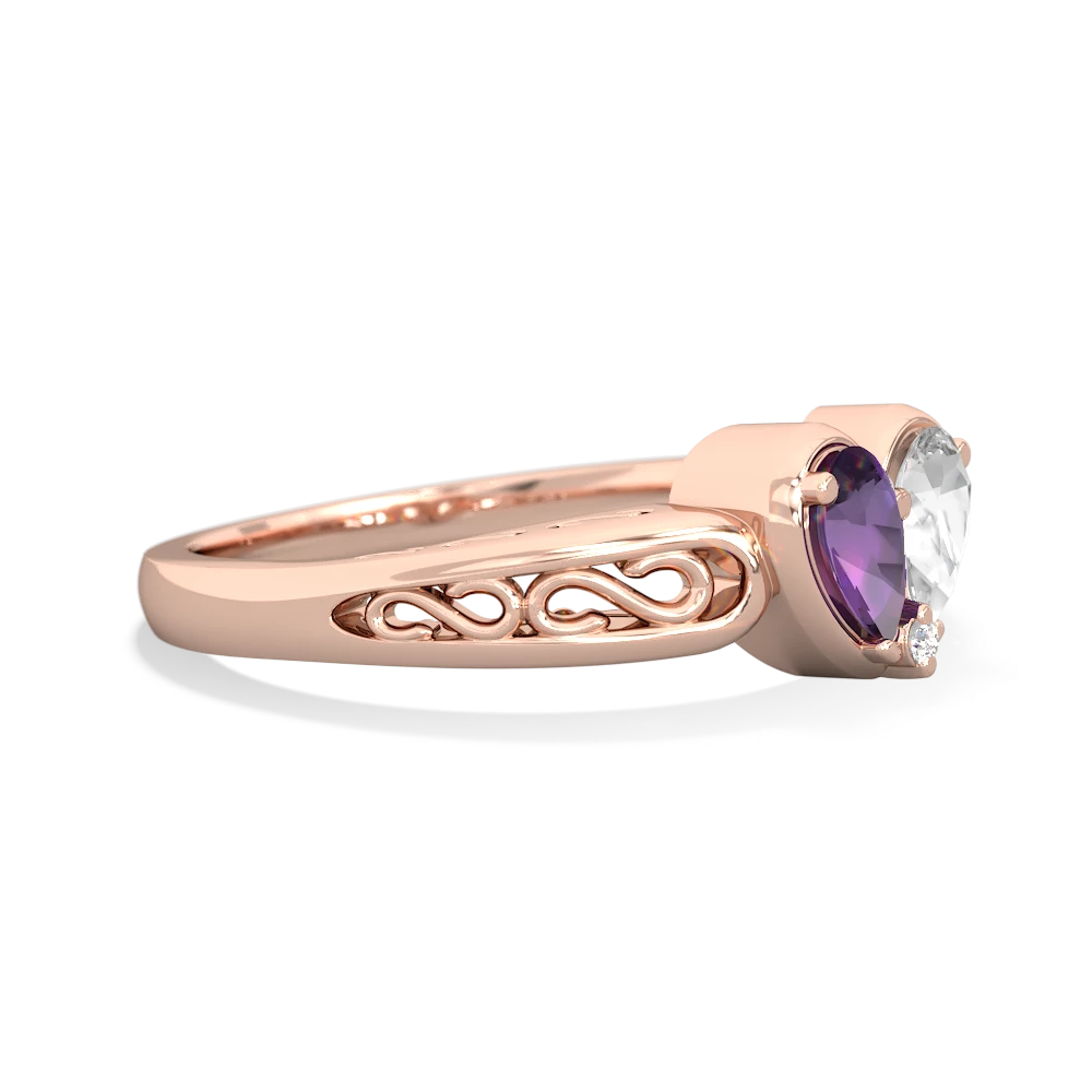 Amethyst Filligree 'One Heart' 14K Rose Gold ring R5070