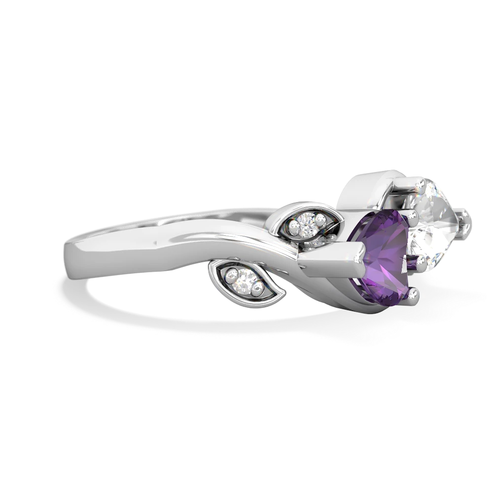 Amethyst Floral Elegance 14K White Gold ring R5790