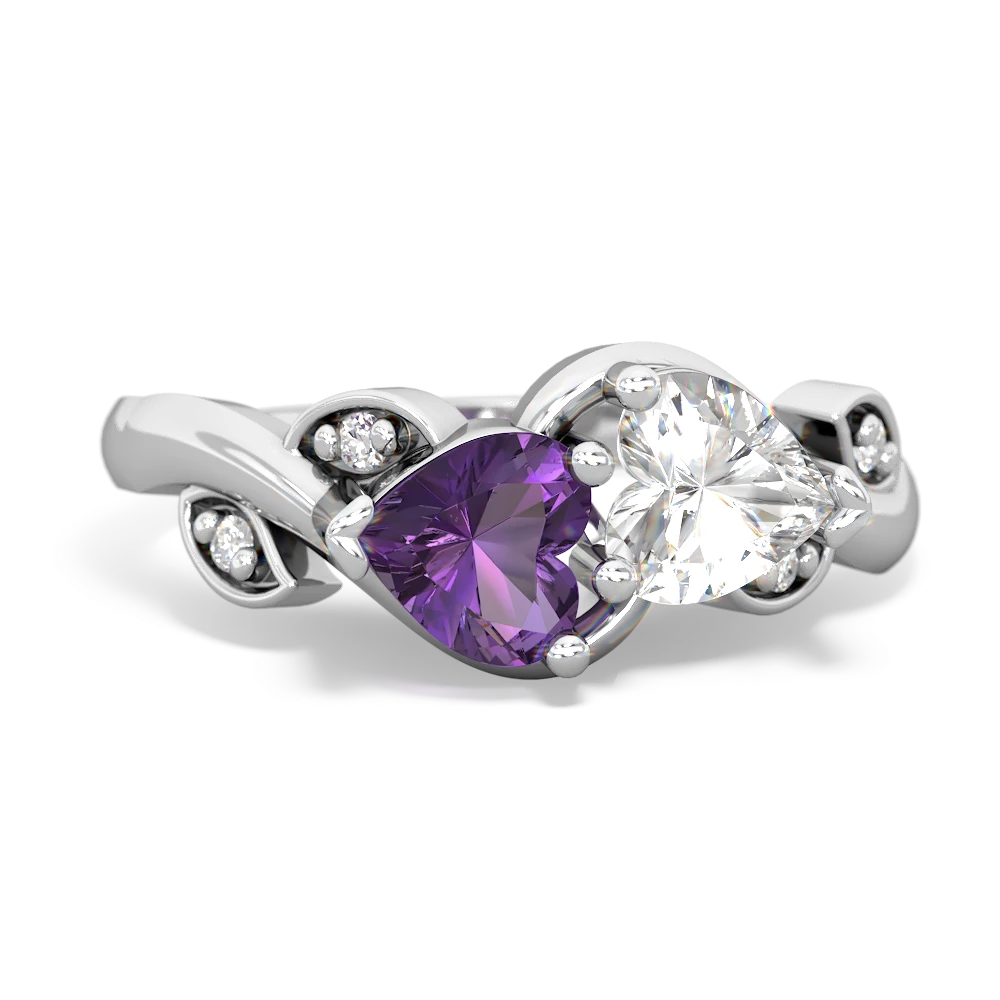 Amethyst Floral Elegance 14K White Gold ring R5790