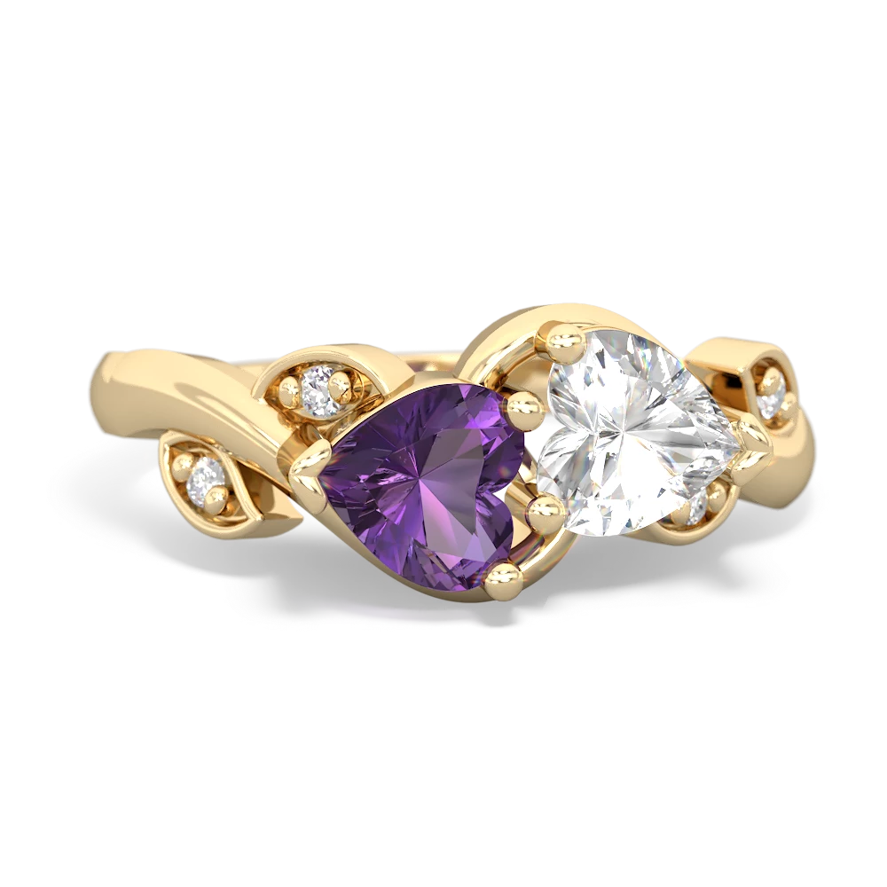 Amethyst Floral Elegance 14K Yellow Gold ring R5790