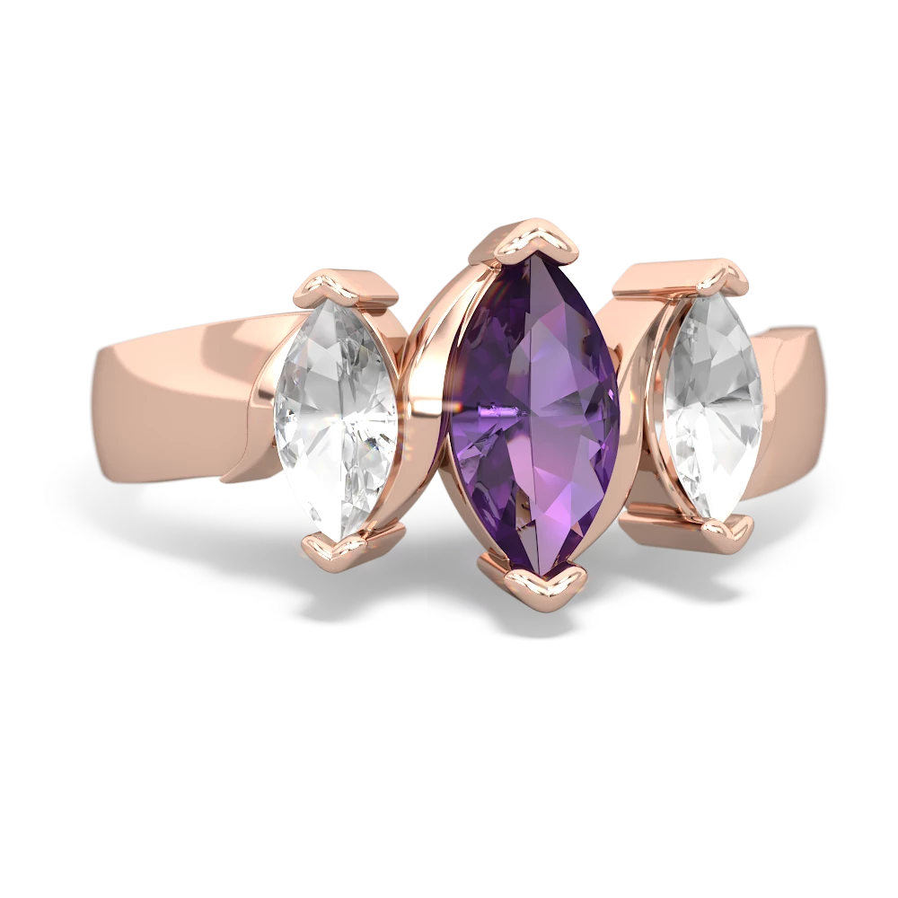 Amethyst Three Peeks 14K Rose Gold ring R2433