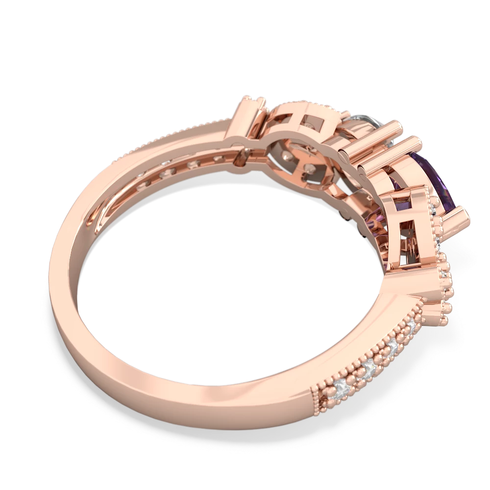 Amethyst Diamond Butterflies 14K Rose Gold ring R5601