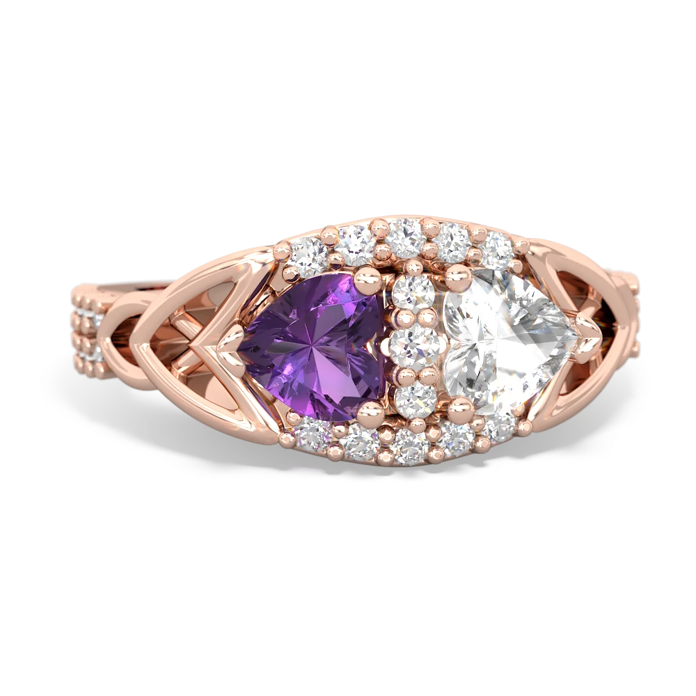 Amethyst Sparkling Celtic Knot 14K Rose Gold ring R2645