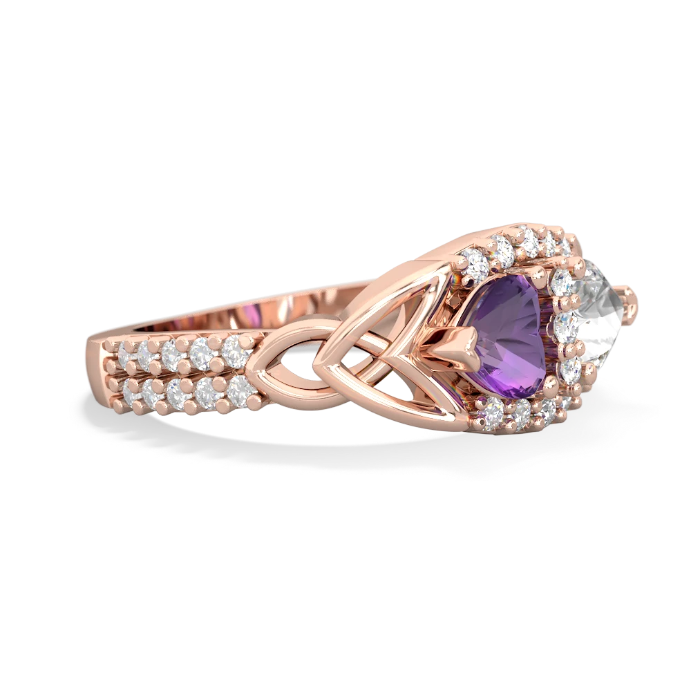 Amethyst Sparkling Celtic Knot 14K Rose Gold ring R2645