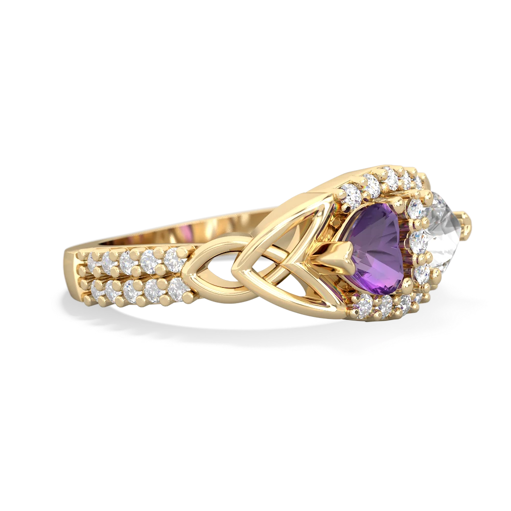 Amethyst Sparkling Celtic Knot 14K Yellow Gold ring R2645