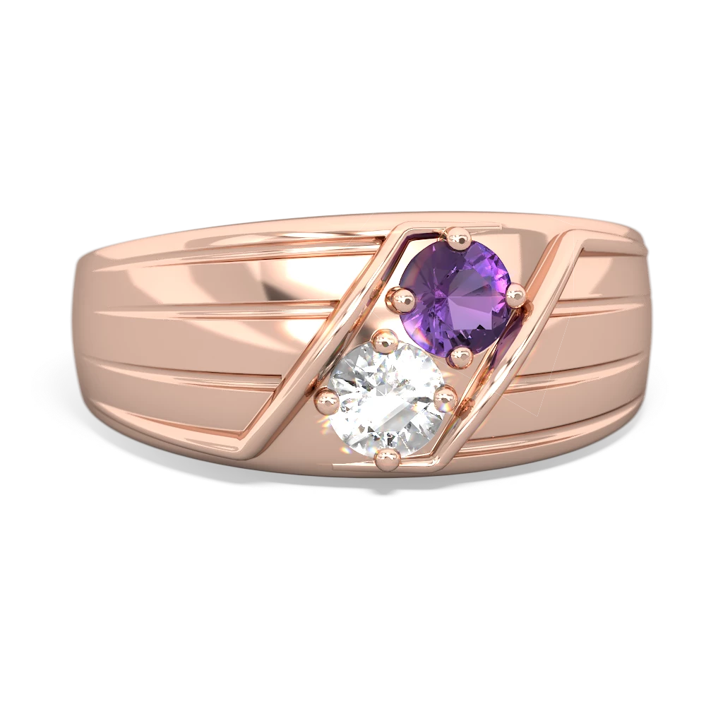 Amethyst Men's Streamline 14K Rose Gold ring R0460