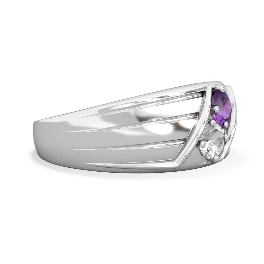 Amethyst Men's Streamline 14K White Gold ring R0460