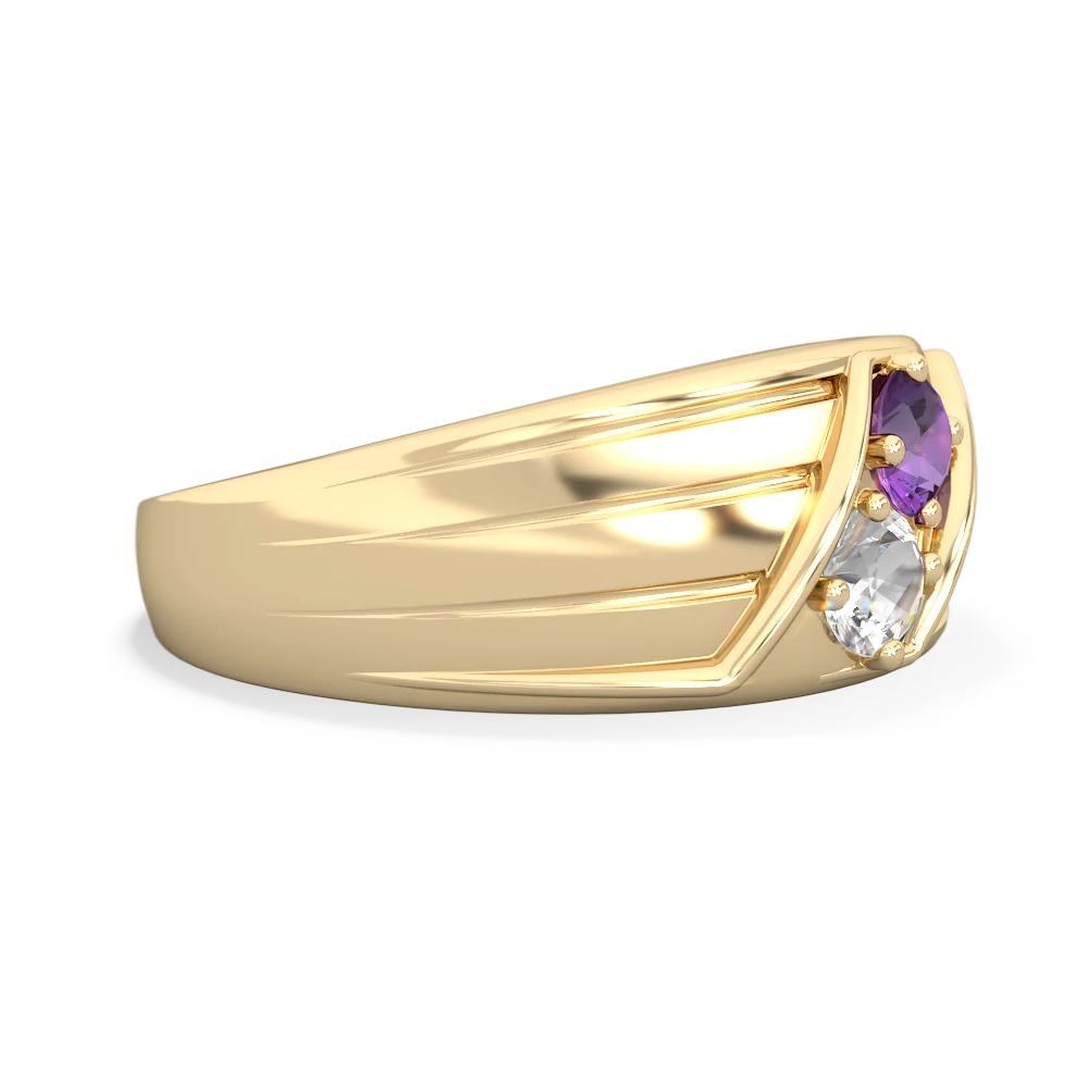 Amethyst Men's Streamline 14K Yellow Gold ring R0460