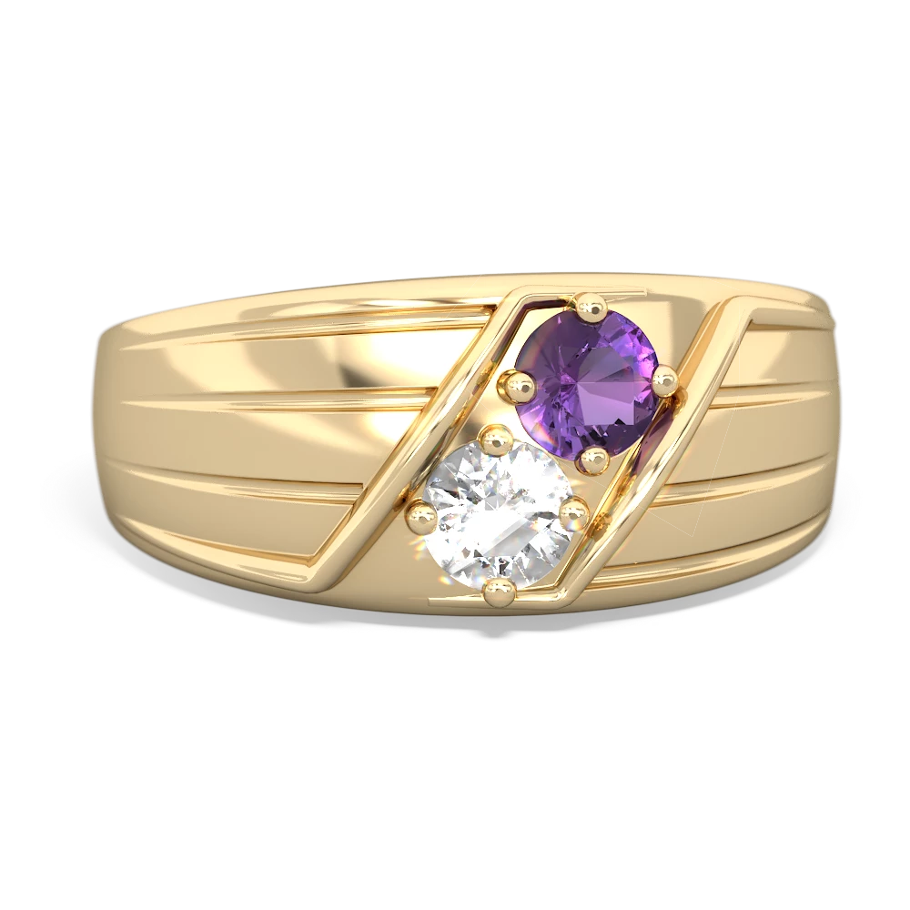 Amethyst Men's Streamline 14K Yellow Gold ring R0460