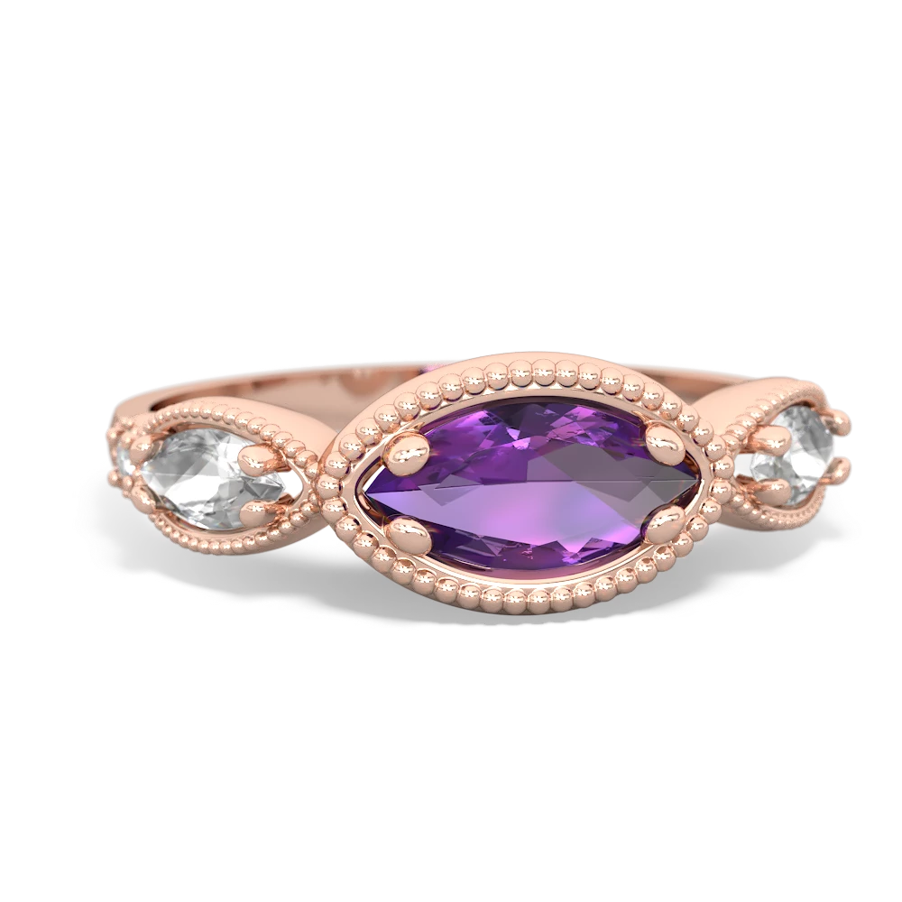 Amethyst Milgrain Marquise 14K Rose Gold ring R5700