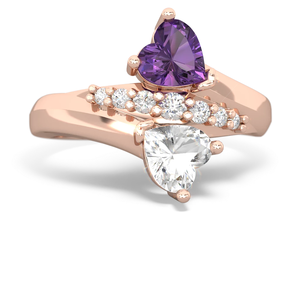 Amethyst Heart To Heart 14K Rose Gold ring R2064