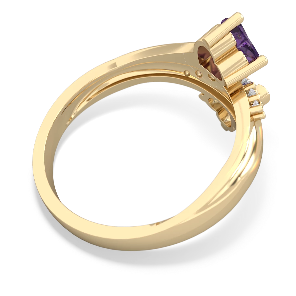 Amethyst Heart To Heart 14K Yellow Gold ring R2064