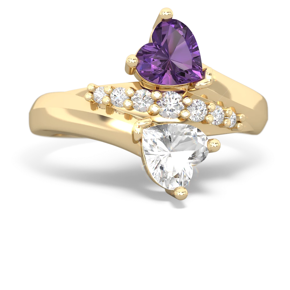 Amethyst Heart To Heart 14K Yellow Gold ring R2064