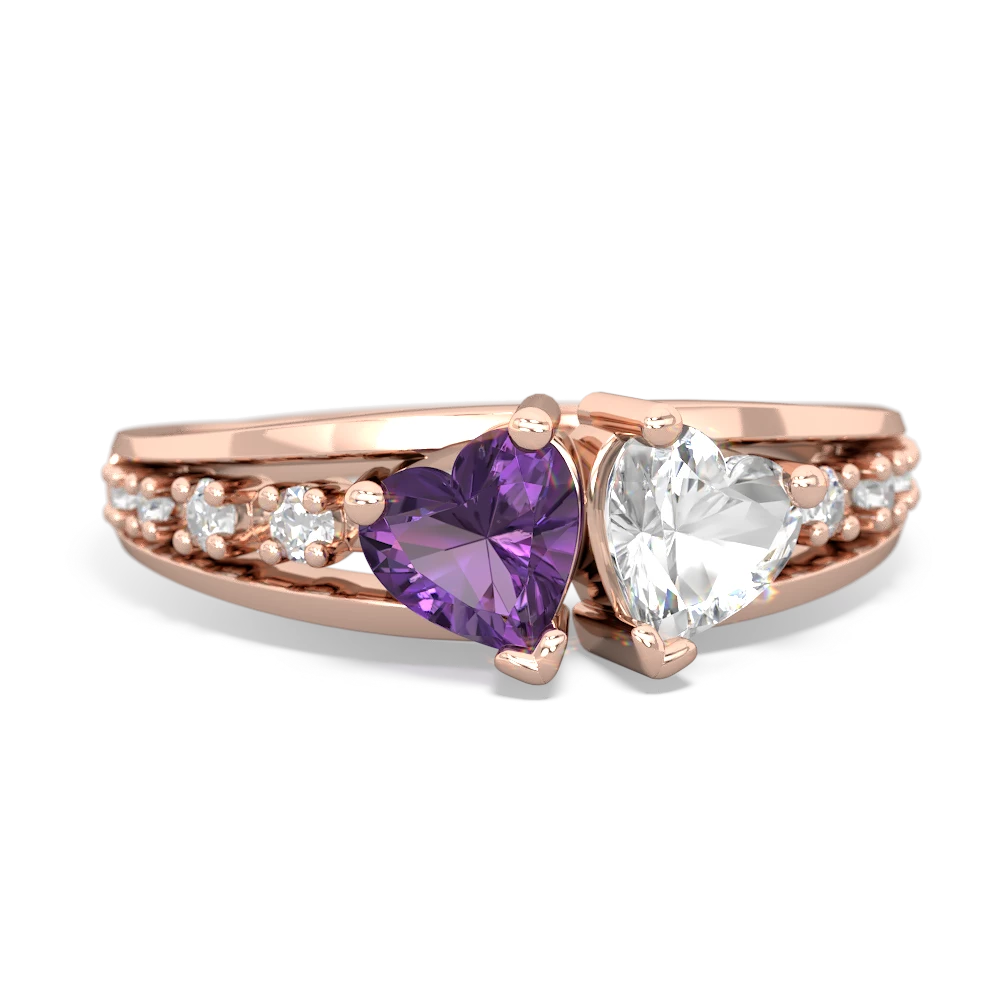 Amethyst Heart To Heart 14K Rose Gold ring R3342