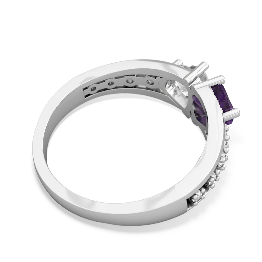 Amethyst Heart To Heart 14K White Gold ring R3342