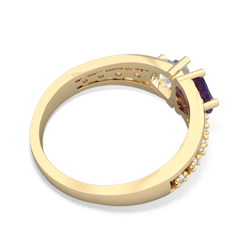 Amethyst Heart To Heart 14K Yellow Gold ring R3342