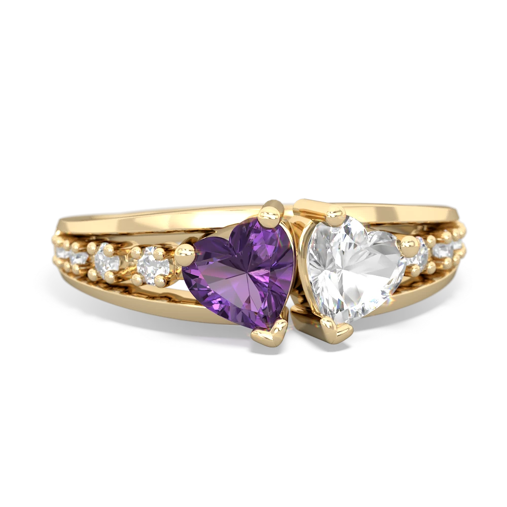 Amethyst Heart To Heart 14K Yellow Gold ring R3342