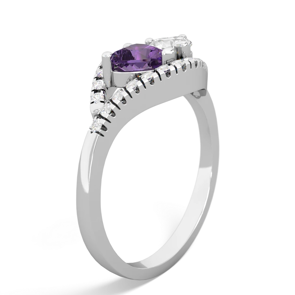 Amethyst Mother And Child 14K White Gold ring R3010