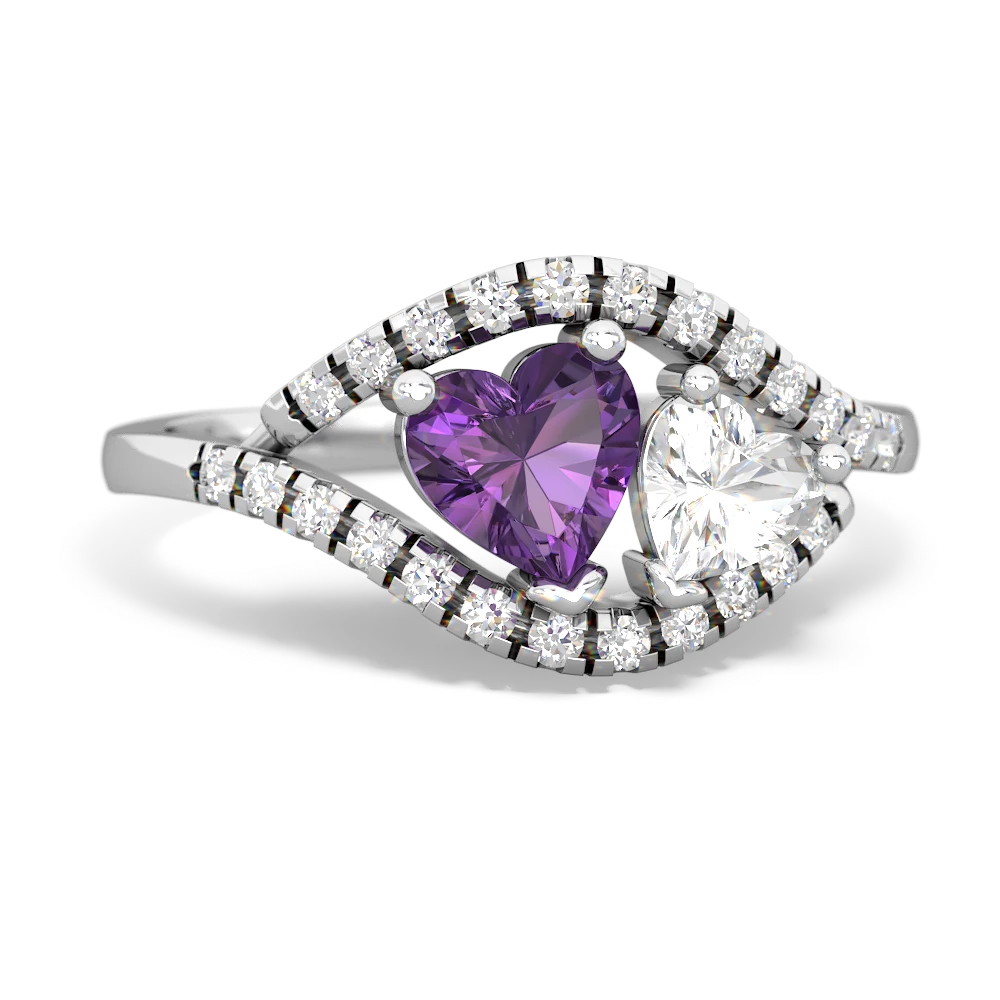 Amethyst Mother And Child 14K White Gold ring R3010