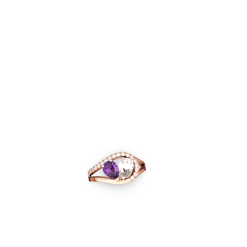 Amethyst Nestled Heart Keepsake 14K Rose Gold ring R5650