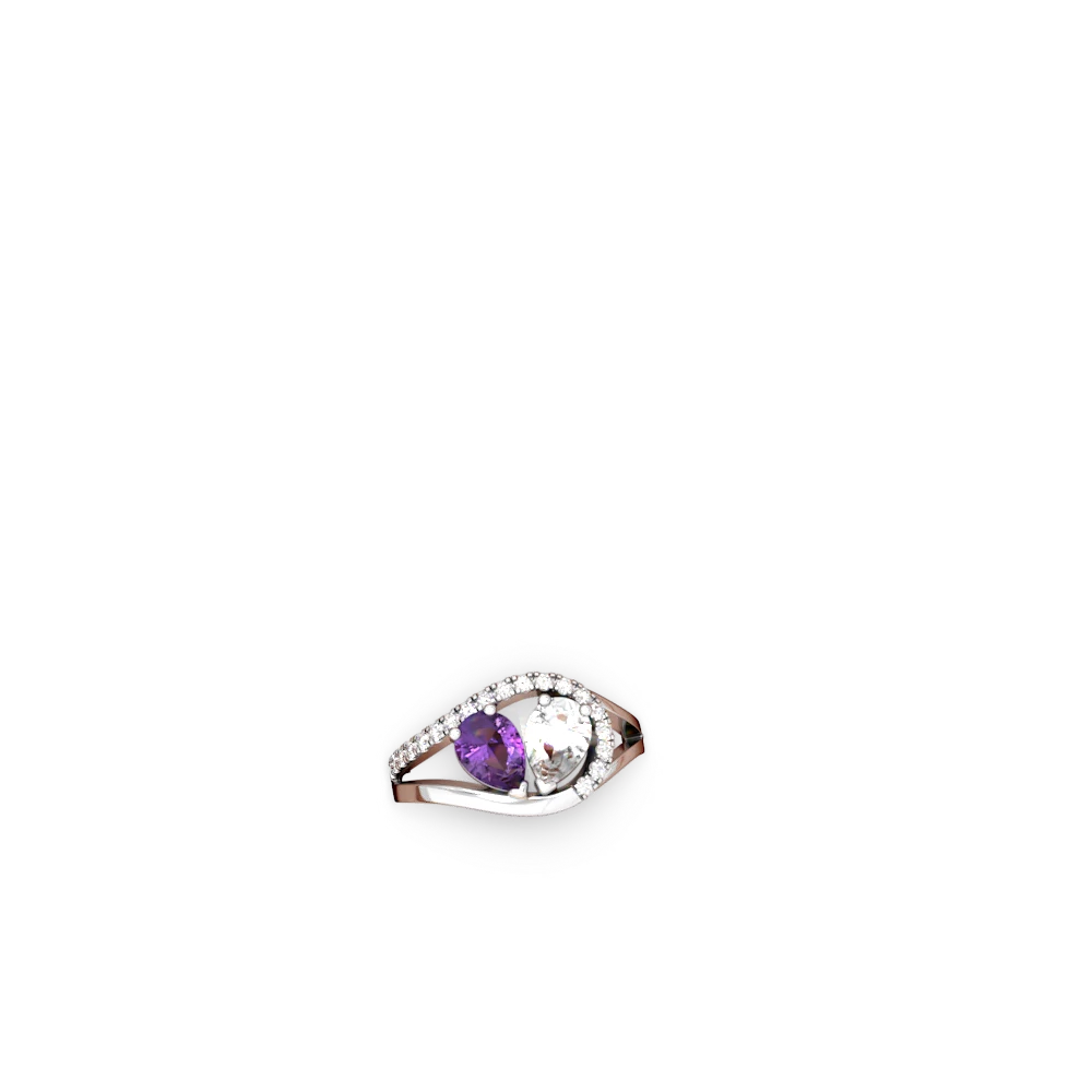 Amethyst Nestled Heart Keepsake 14K White Gold ring R5650