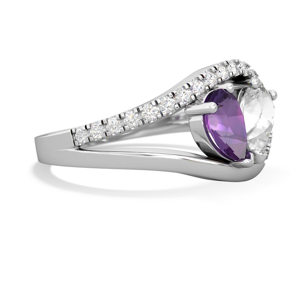 Amethyst Nestled Heart Keepsake 14K White Gold ring R5650