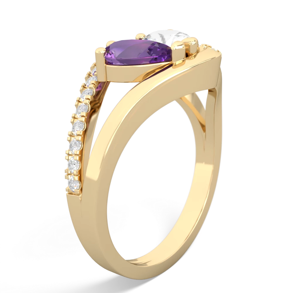 Amethyst Nestled Heart Keepsake 14K Yellow Gold ring R5650