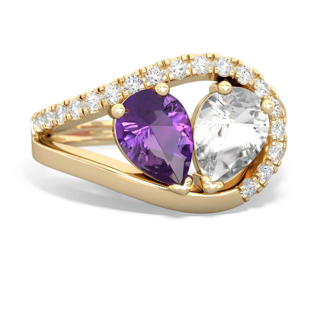 Amethyst Nestled Heart Keepsake 14K Yellow Gold ring R5650